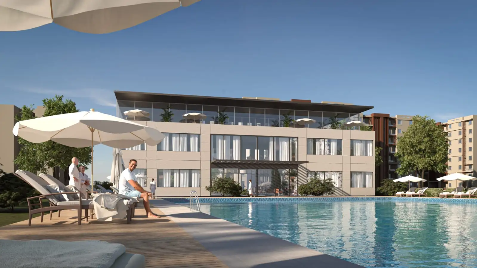 Clubhouse and swimming pool at T Residences New Alamein
